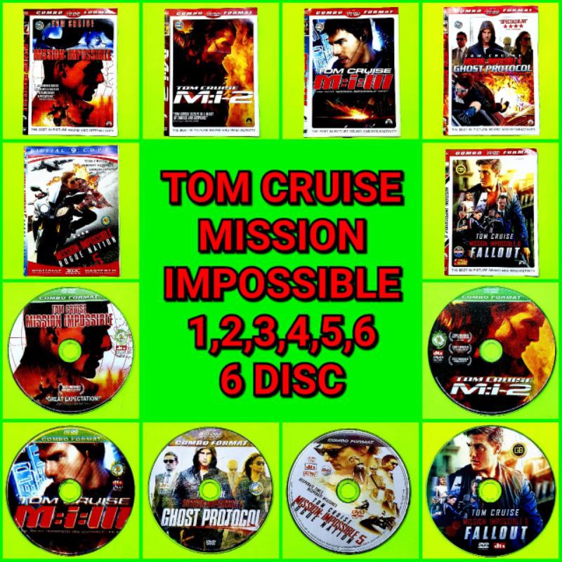 Paket 6 Dvd Film Tom Cruise Mission Impossible 1 6 Lengkap 6 Disc Shopee Indonesia