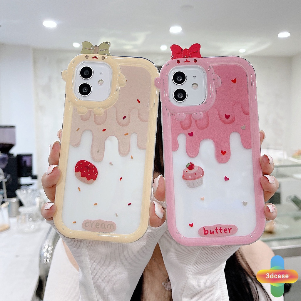 Soft TPU Case Compatible For IPhone Case 12 11 13 PRO MAX 6 7 6S 8 14 Plus X XR XS MAX 11 12 13 mini Se 2020 6SPlus 7Plus 6Plus 8Plus XSMAX Shockproof Motif Es Krim Transparent Case