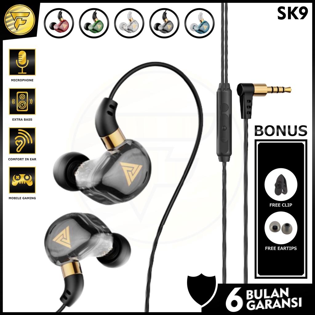 QKZ SK9 earphone original Sport stereo HIFI BASS music headset telfon mic