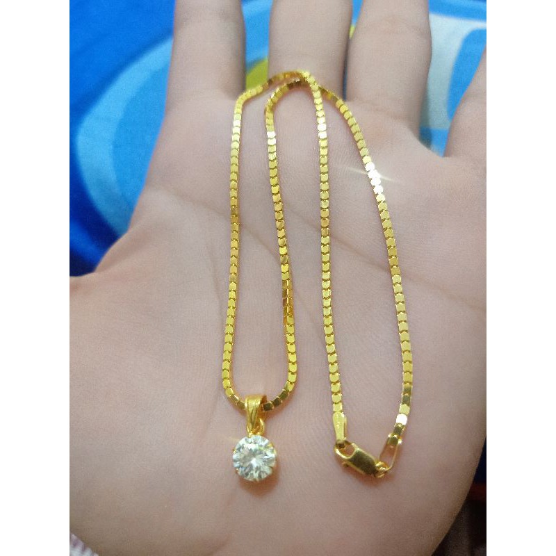 KALUNG ANAK + LIONTIN PERAK 925 LAPIS MAS ASLI