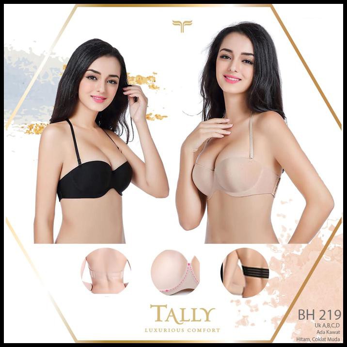 Seamless Bra 219 Push Up Double Strap Tali Transparan Depan n Belakang - Hitam, Cup A