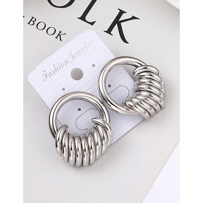 LRC Anting Tusuk Fashion K Cylinder Hollow Earrings Y61830