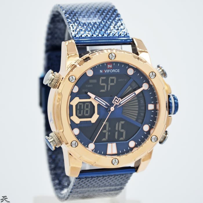 JAM TANGAN PRIA NAVIFORCE NF9172 DOUBLE TIME RANTAI ORIGINAL ANTI AIR COWOK ANALOG ADA 3 WARNA