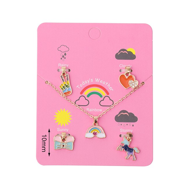 LRC Kalung + liontin Fashion color mixing animal heart P72945