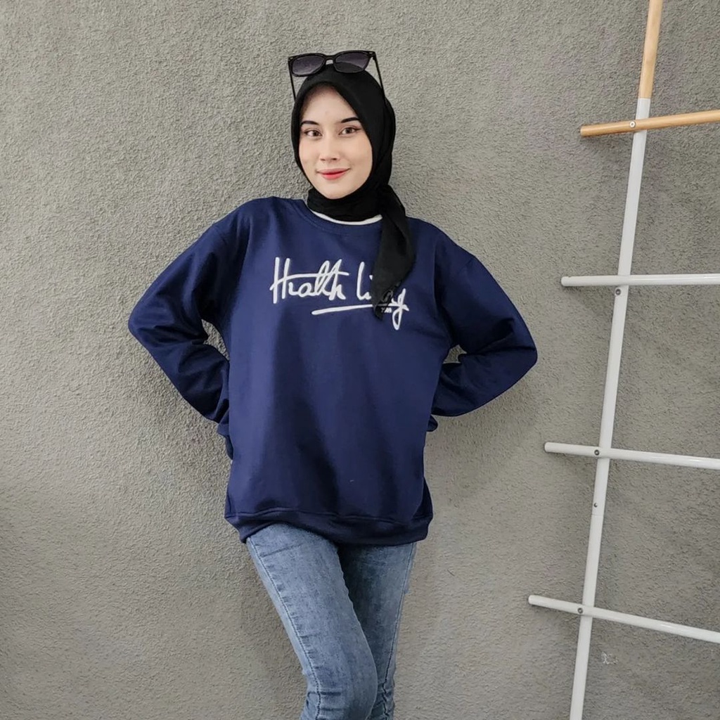 MR KACAMATA Oversize Sweater Crewneck Oblong Bahan Fleece | Unisex Sweater Terbaru Fashion Terkini Korean Style