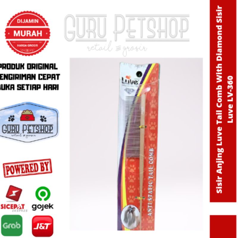 Sisir Anjing Luve Tail Comb With Diamond / Sisir Luve LV-360