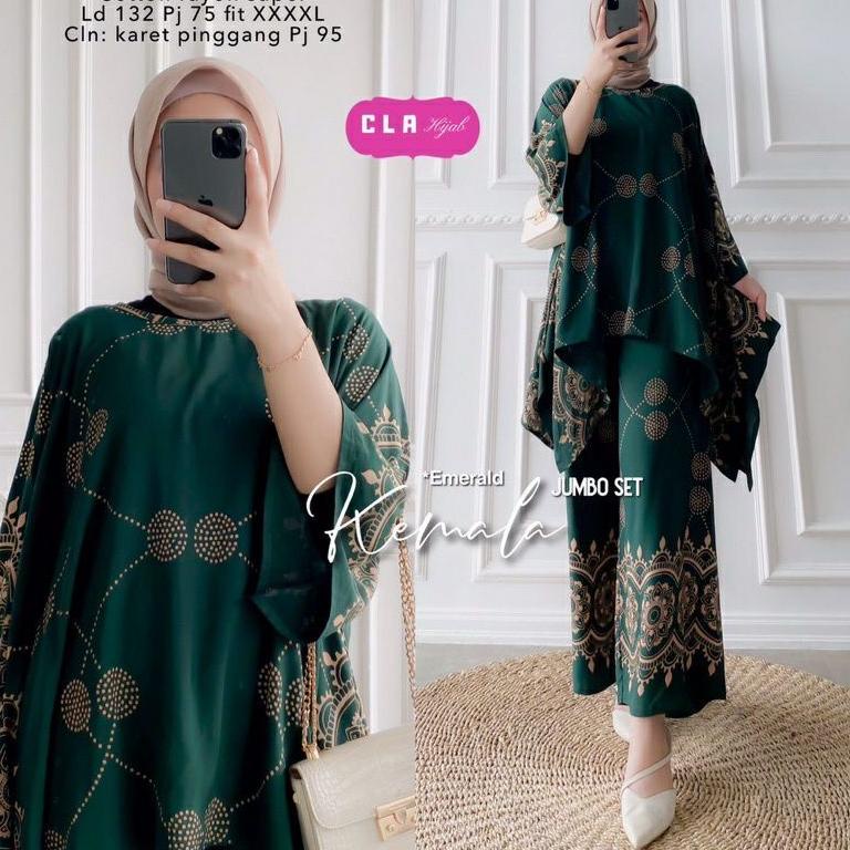 BEECOUTURE SETELAN RAYON JUMBO LD 130 CM BIG SIZE SET WAKA KEMALA RESLETING DEPAN BUSUI [BBA.10Jn22ᶜ