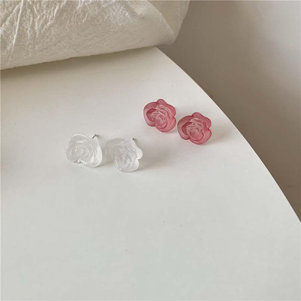 Needway Anting Tusuk Resin Trendy Perhiasan Pesta Simple Transparan Untuk Anak Perempuan Aksesoris Pernikahan Wanita Ear Stud