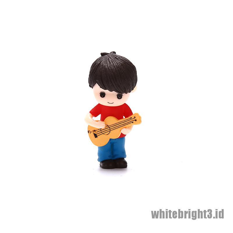 (white3) Set Miniatur Pasangan Gitar Lucu Untuk Dekorasi Rumah / Taman