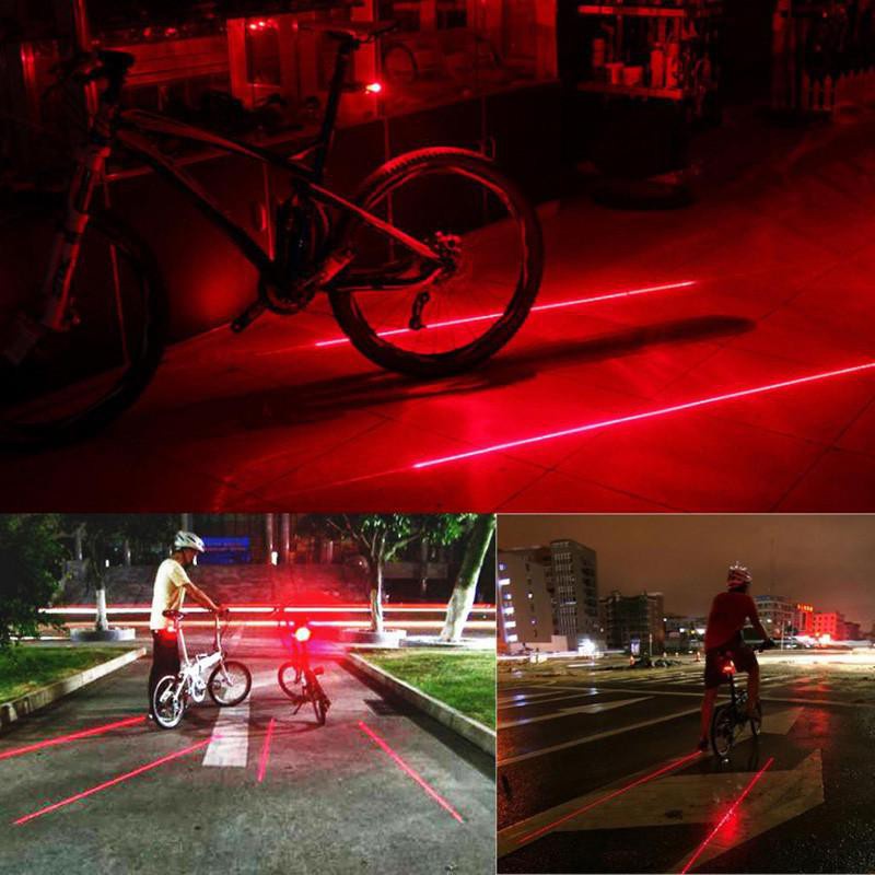 Sepeda Belakang Sepeda Lampu Sepeda Sepeda Bersepeda Lampu Tahan Air 5 LED 2 Laser 3 Mode Sepeda Tail Light Safety Warning Light