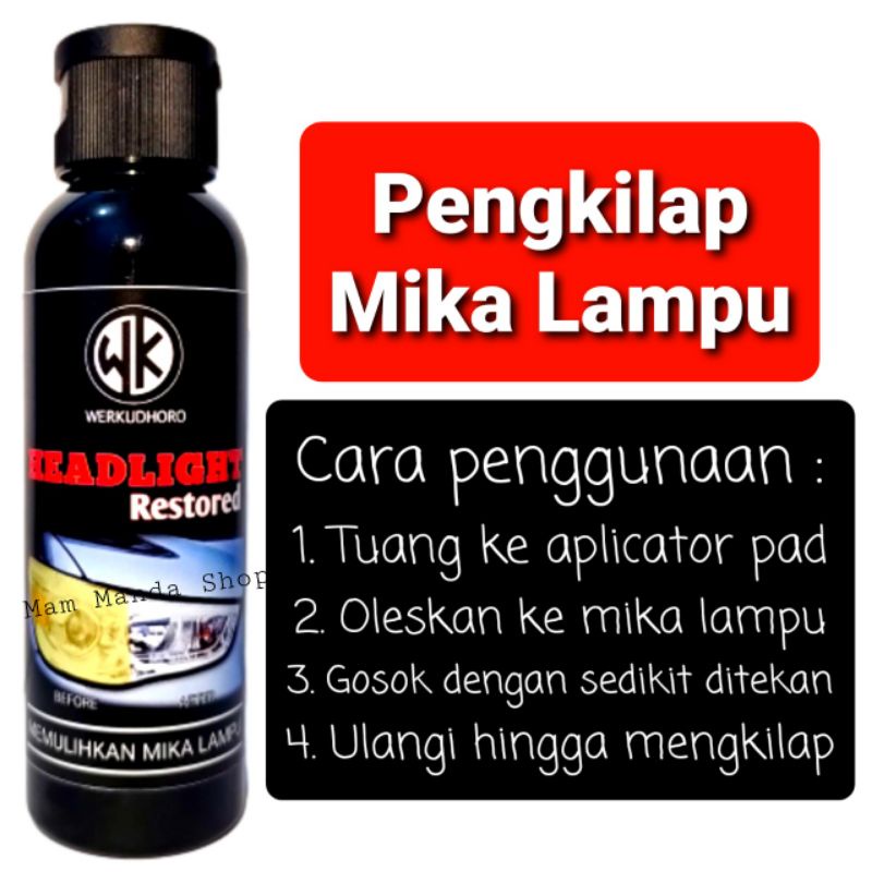 Pembersih Mika Lampu Mobil / Headlight Restored WK / Pengkilap Headlamp / Headlamp Polish