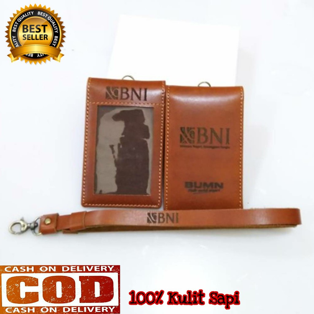 

ID Card / Name Tag Holder / Dompet Id Card 100% Kulit Asli Bank BNI Warna Cokelat Model Lipat
