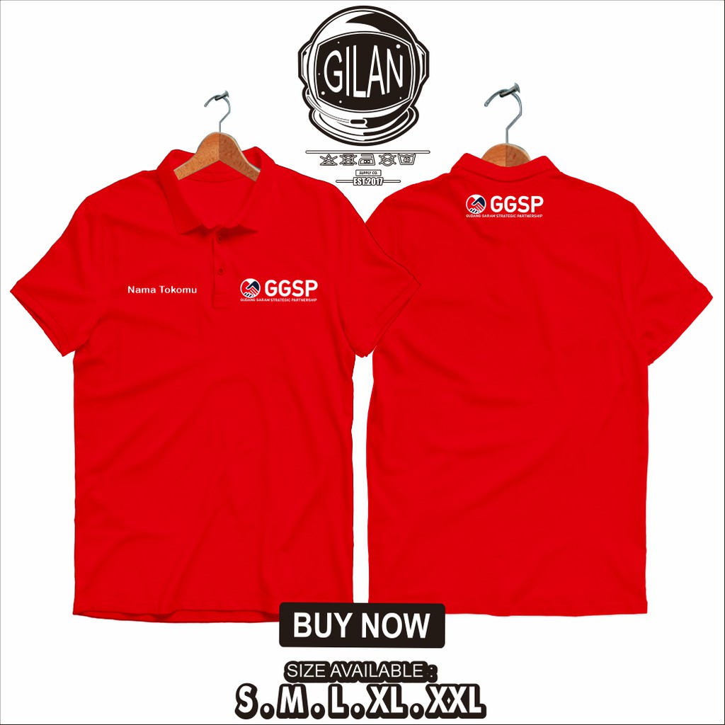 SAKAZUKI Polo Shirt Kaos Baju Kerah GGSP GUDANG GARAM STRATEGIC PARTNERSHIP bisa Pake Nama Toko