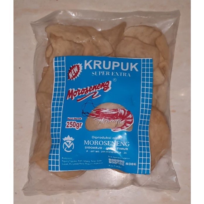 

kerupuk udang SUPER EXTRA moroseneng sidoarjo ( 1 bungkus @ 250 gram )