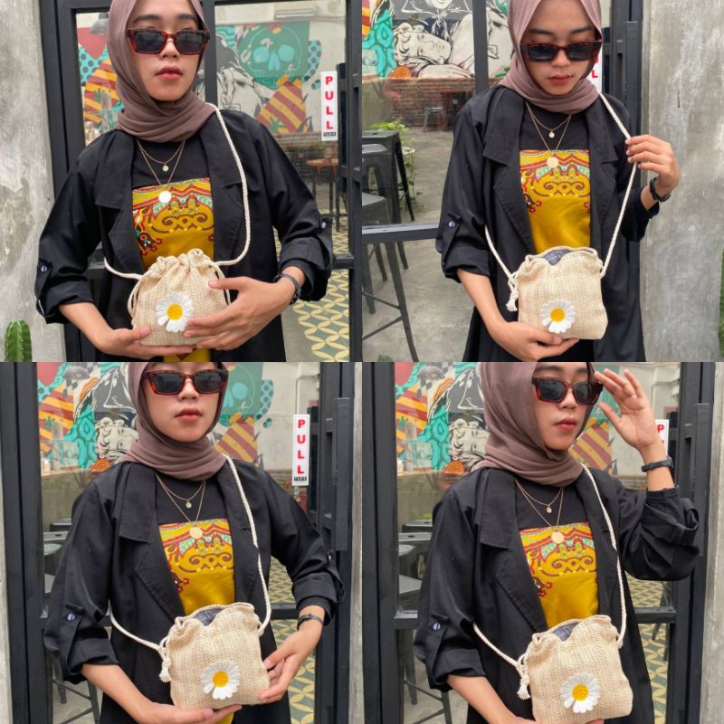 [ READY STOCK ] Sarah Bag / Tas selempang serut Daisy / Sling bag daisy