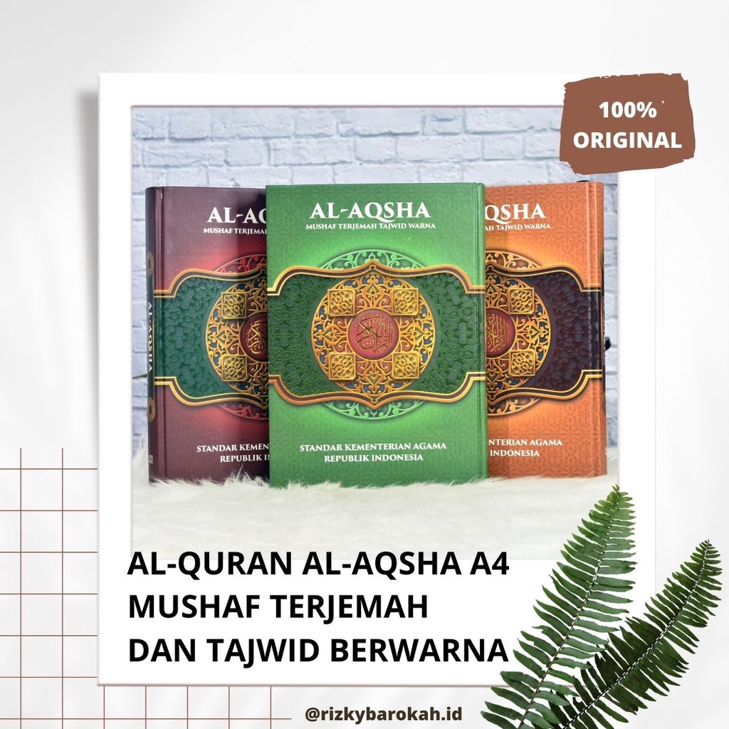 Quran Mushaf Al Aqsha Ukuran Besar A4 HVS, Al quran Terjemah dan tajwid Warna, Al Quran Al Aqsha Uku