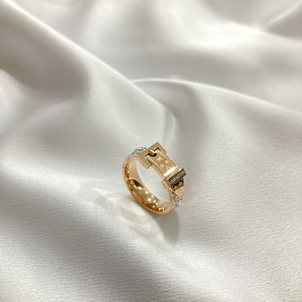 noin_acc Cincin Titanium Permata Anti karat Aksesoris Perhiasan Wanita