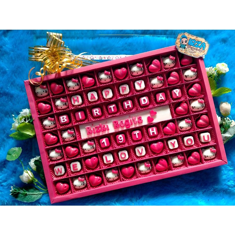 

Coklat ucapan happy valentine tema love dan hellokitty