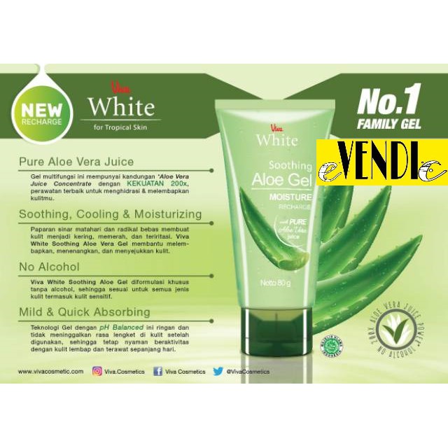 VIVA Soothing Aloe Gel Moisture 80g | gel lidah buaya aloevera HALAL [VIVA ALOE]