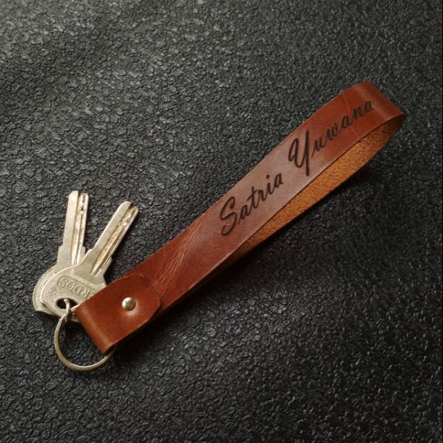 KOING GANCI GANTUNGAN KUNCI LANDYARD FREE CUSTOM NAMA KUKIT SAPI ASLI