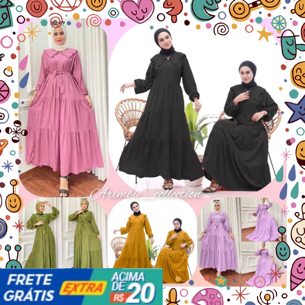 black grey orange whtite blue green pink fanta / Gamis Noora Polos Rempel Susun Gamis Canda Katun Po