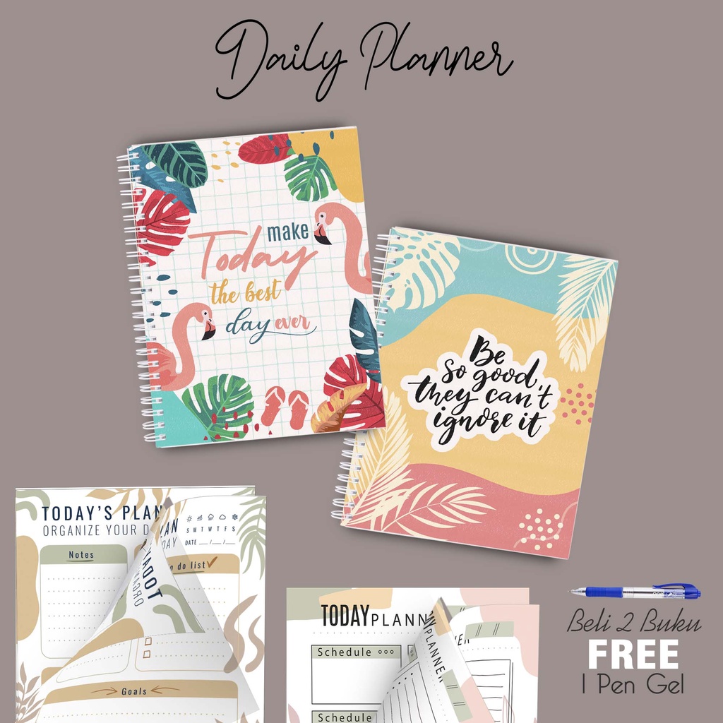 

Artomaringi Daily Planner Note Book A5 Beli 2pcs Gratis Pulpen BCB02A