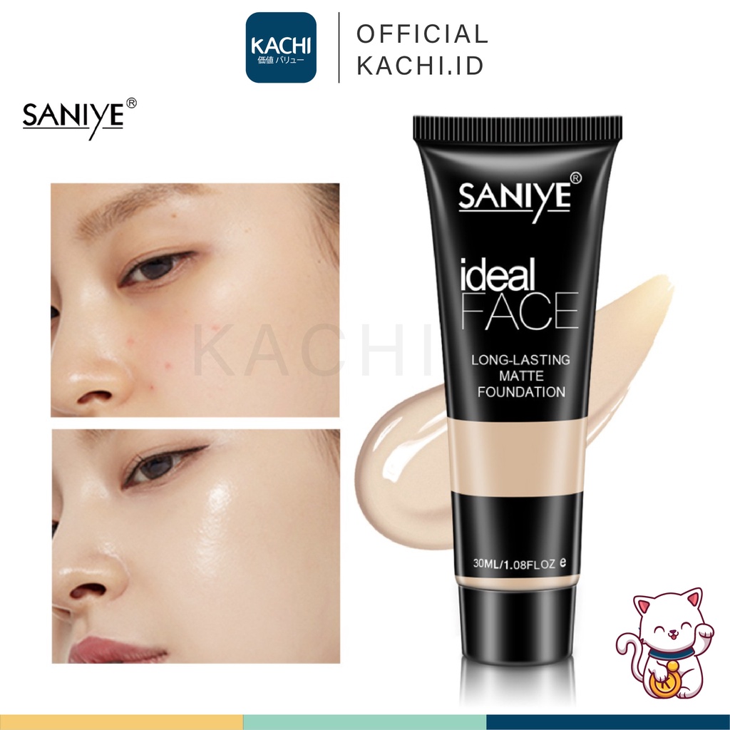 KACHI - SANIYE Foundation Cair Matte Poreless Liquid Foundation Dengan Pelembab 3 Warna SA008