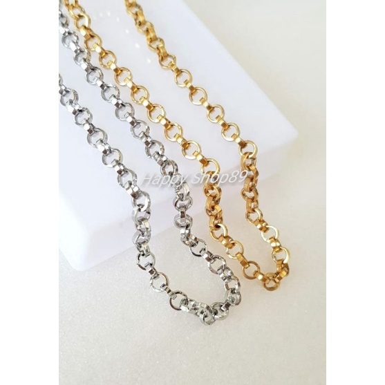 Kalung Titanium model Ring O silver emas antikarat kalung Titanium pria wanita