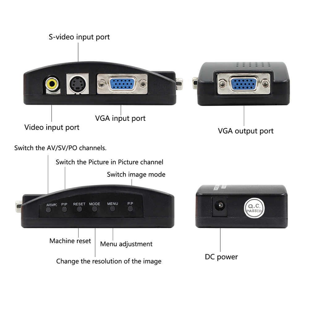 VIDEO and S-VIDEO to VGA Converter adapter(VIDEO Input to VGA output)