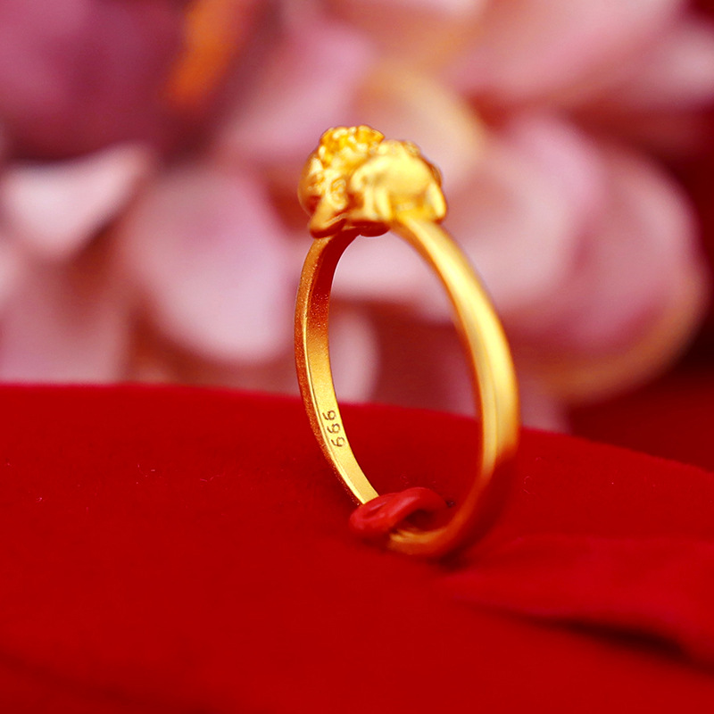 Cincin Adjustable Desain Koin Tembaga Lapis Emas Asli Kadar 375 Gaya Kuno Korea Untuk Wanita