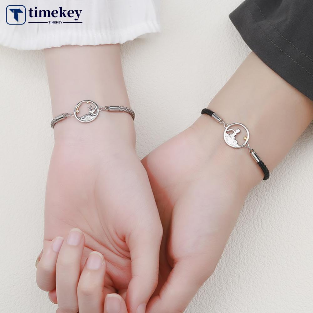 Timekey Gelang Tali Kepang Handmade Dengan Charm Rubah Untuk Pasanganpriawanita I6T7