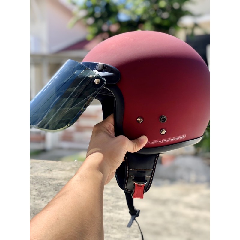 Helm Bogo Dewasa Retro Kaca Datar Sni