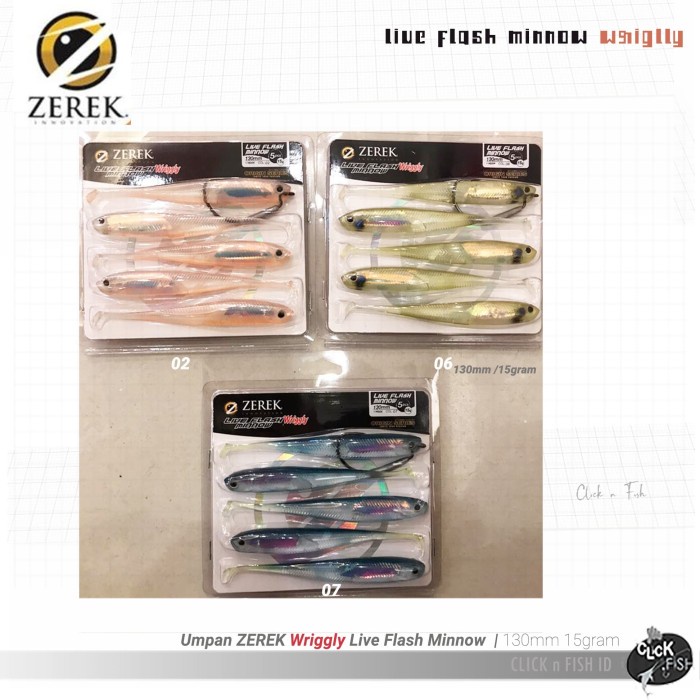 Umpan ZEREK Wriggly Live Flash Minnow 5pcs  130mm 15 gram - warna 01