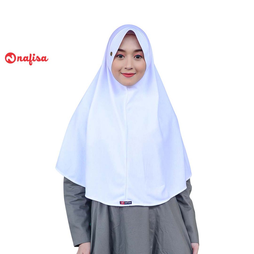 Jilbab PROMO !! JIlbab Instan Bergo Nafisa ASHA | Hijab Jumbo Kaos Instan Khimar Syari Bergo Kerudung Instan Kaos Polos Panjang-PUTIH