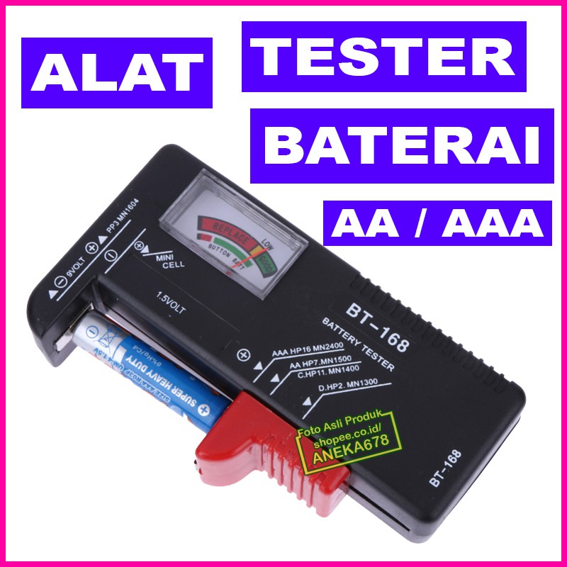 ALAT TESTER BATERAI BATRE AA AAA VOLT METER 9V PP3 MN1604 6F22 006P