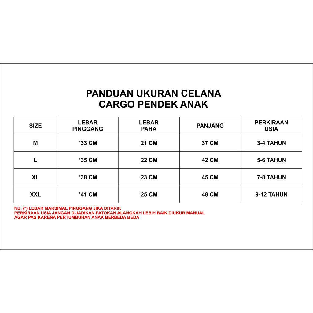 Celana Anak  Pendek / Cargo Pendek Anak / Celana pendek Anak / Bahan Baby Canvas Usia 3-12Tahun By Him22Story