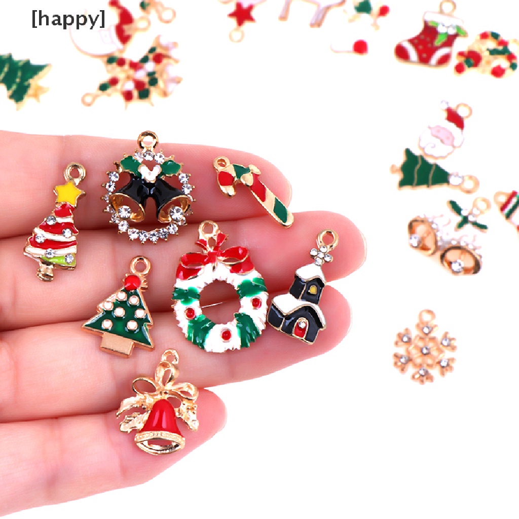 25 Pcs Liontin Manik-Manik Tema Natal Bahan Metal Untuk Gelang Dan Anting