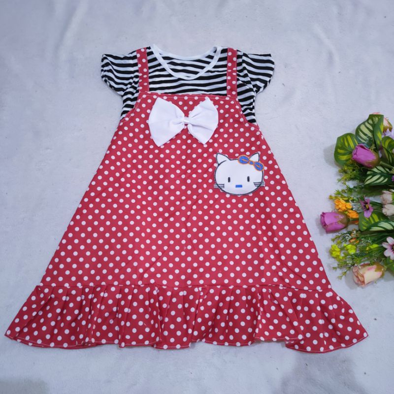 Dress Anak 2 3 Tahun cewek perempuan terbaru Murah motif polka ( Dress Popita )