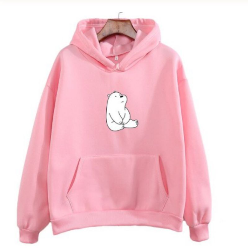 Jaket Hoodie Pria Wanita ICE BEAR Pink Custom BIG SIZE Fleece