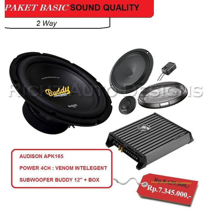 paket audio mobil, speaker Audison + ampli Venom + Subwoofer Buddy