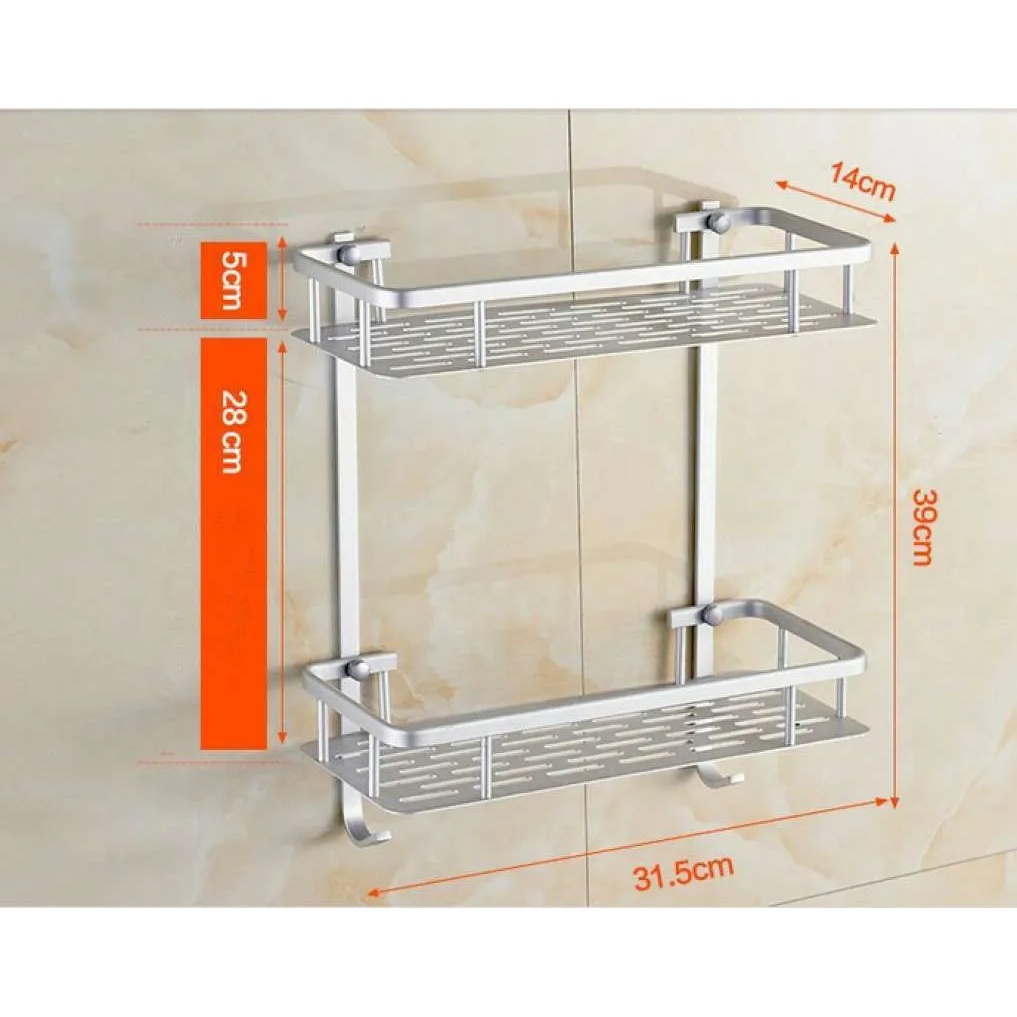 Rak Dinding 2 Susun Toilet Kamar Mandi Aluminium Multifungsi