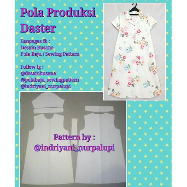 POLA DASTER 015 - Pola baju - Pola Instan untuk Produksi Daster - Pola homedress