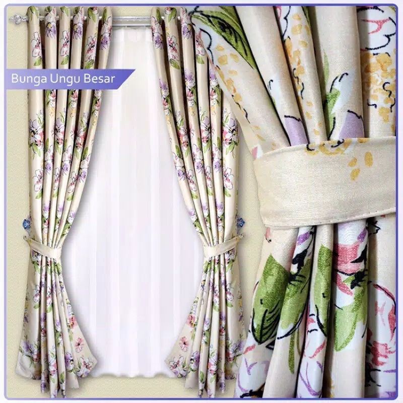 Gorden jendela gorden pintu gorden blazer gorden blackout motif bunga ungu