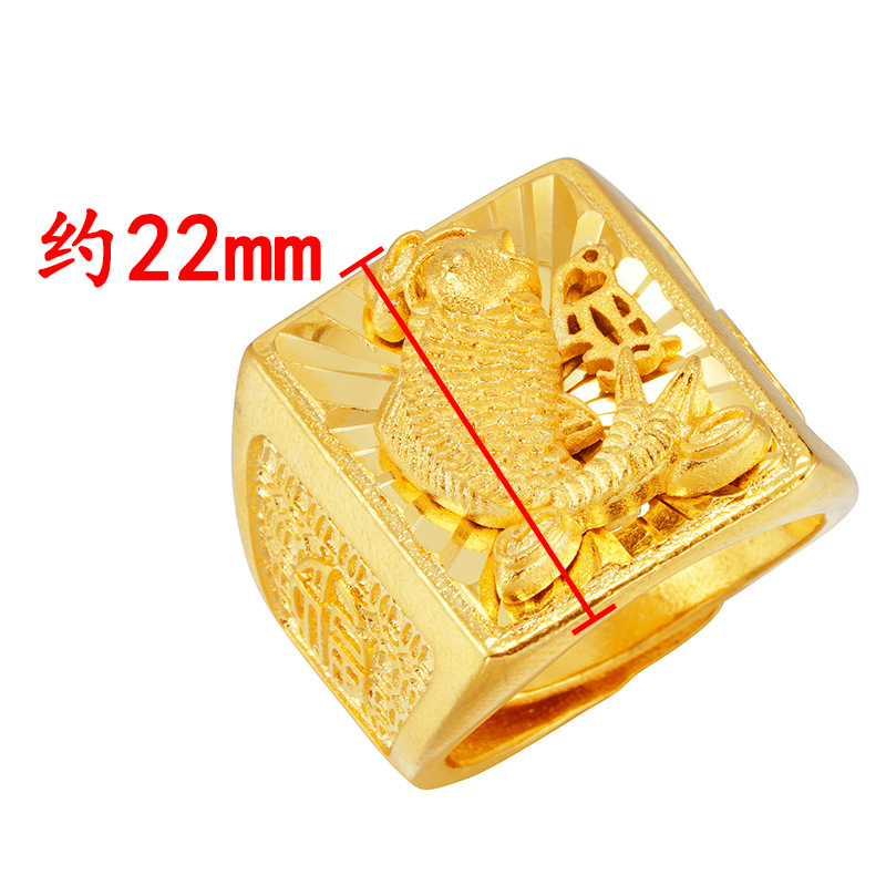 Cincin Lapis Emas Asli Kadar 375 Desain Ikan Saudi Adjustable Untuk Pria