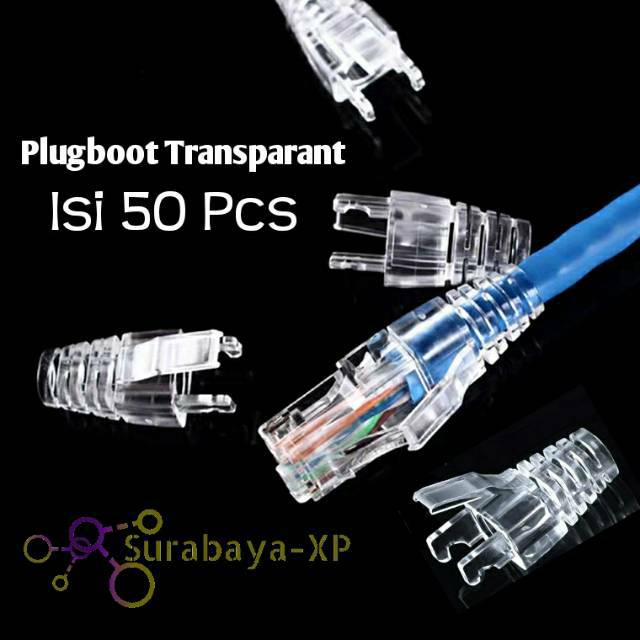 Karet Pelindung Sarung Konektor RJ45 CAT5E CAT6 Plug boot Bening Transparant Plastik