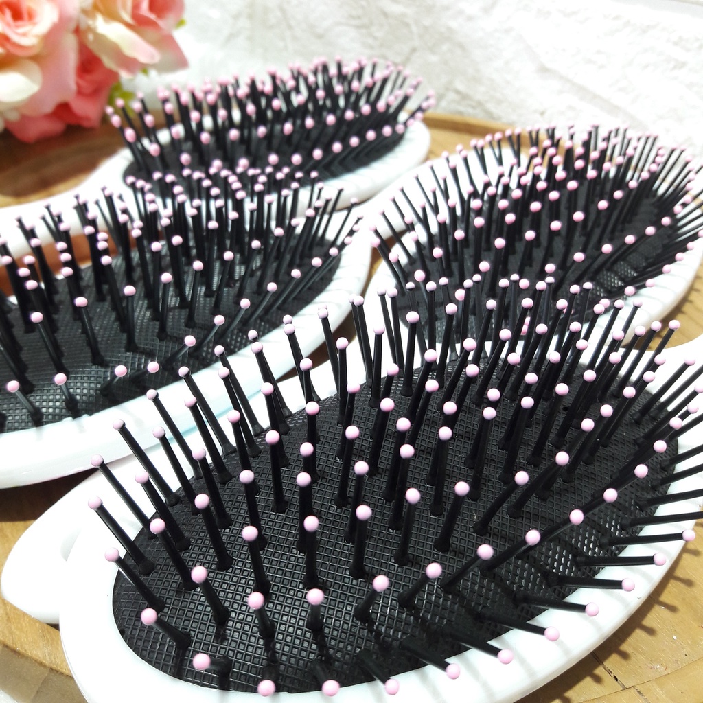 1471 / Sisir rambut wanita anti kusut premium / Model bulat karakter bunga &amp; kembang