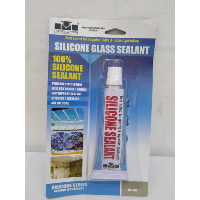 Lem Silikon Kaca Silicone Glass Sealent Bening Klebermann 35 gram Serbaguna Bisa Untuk Akuarium