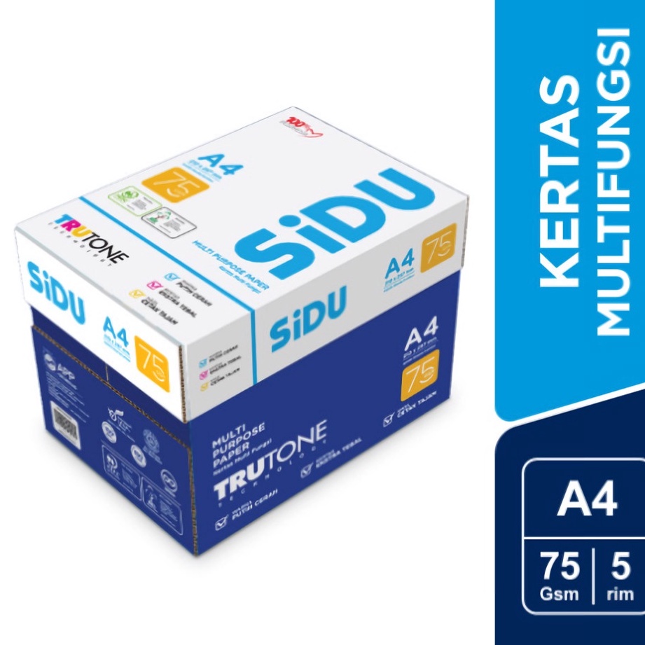 

(Khusus Pengiriman Instant) Kertas Hvs / Kertas Fotokopi Sidu A4 75 Gram (1 Dus)