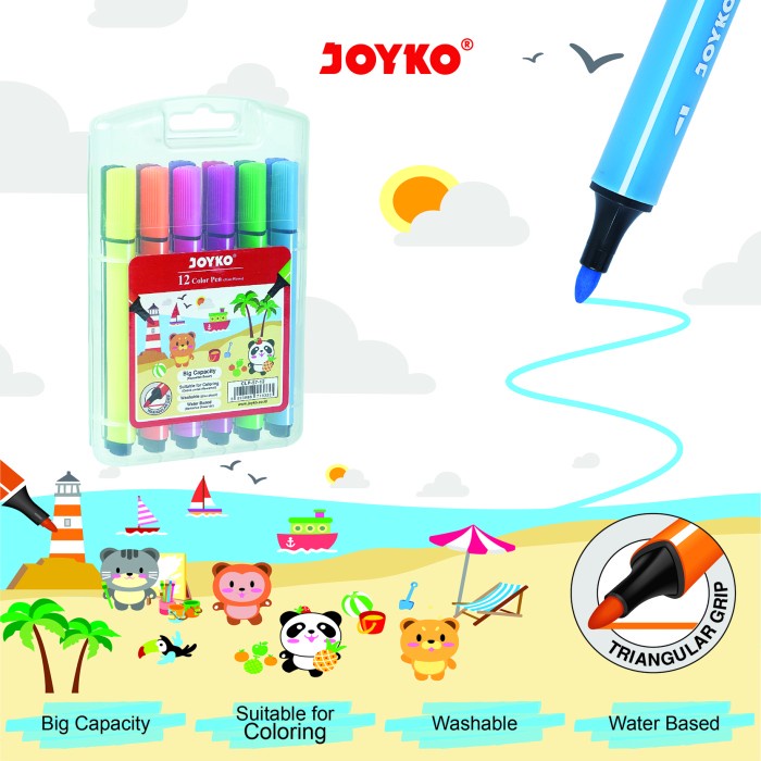 

Pulpen Pena Warna Color Pen Joyko CLP-57 - CLP-57-12 Warna