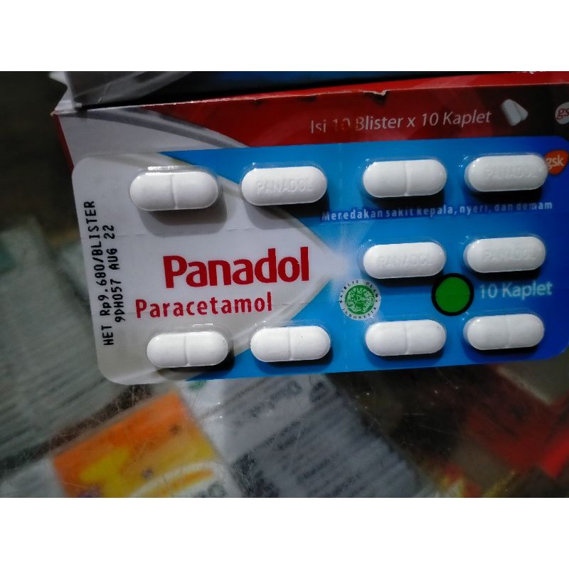 panadol extra dan biru,per strip isi 10tablet.